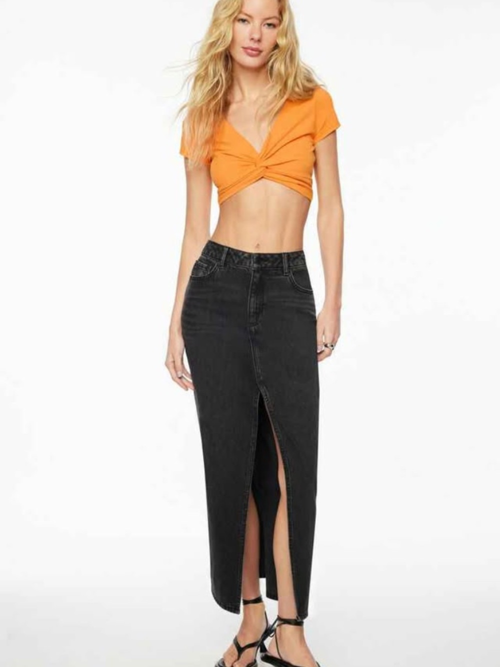 Orange Twist-Front Cropped Top - Picture 2 of 7